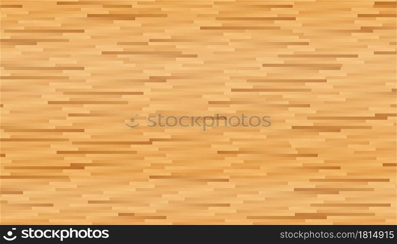 wooden parquet flooring background. Indoor sports playground top view for active recreation. Vector