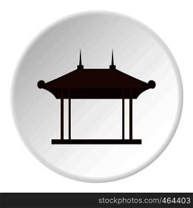 Wooden pavilion icon in flat circle isolated vector illustration for web. Wooden pavilion icon circle