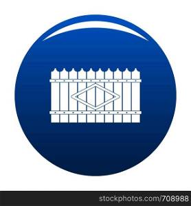 Wooden peak fence icon vector blue circle isolated on white background . Wooden peak fence icon blue vector