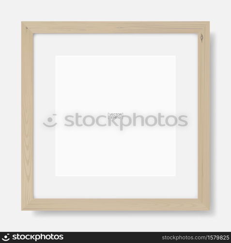 Wooden photo frame or picture frame for interior design and decoration. Vector illustration.