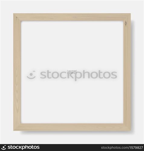 Wooden photo frame or picture frame for interior design and decoration. Vector illustration.