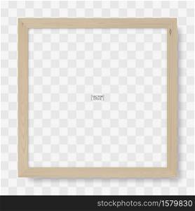 Wooden photo frame or picture frame on transparent background. Object background for template design and interior decoration. Vector illustration.