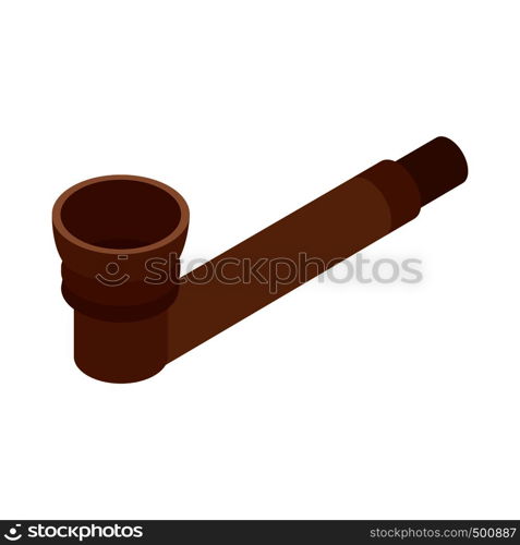 Wooden pipe for smoking marijuana icon in isometric 3d style on a white background. Wooden pipe for smoking marijuana icon