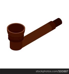 Wooden pipe for smoking marijuana icon in isometric 3d style on a white background. Wooden pipe for smoking marijuana icon
