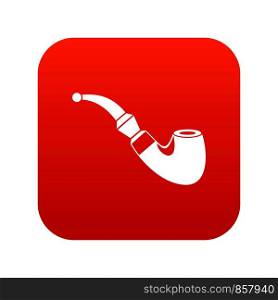 Wooden pipe icon digital red for any design isolated on white vector illustration. Wooden pipe icon digital red