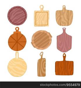 wooden pizza board set cartoon. food kitchen, table round, tray texture wooden pizza board sign. isolated symbol vector illustration. wooden pizza board set cartoon vector illustration