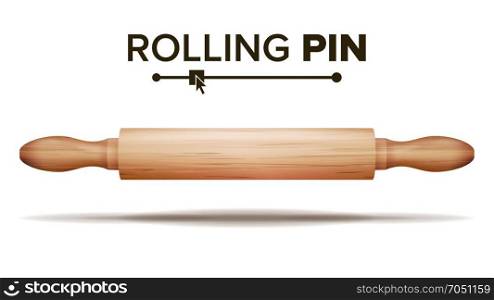 Wooden Rolling Pin Vector. Bakery Concept. Isolated Illustration. Realistic Rolling Pin Vector. Cooking Equipment. Isolated On White Background Illustration