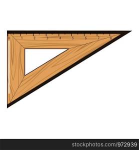 Wooden ruler icon. Cartoon illustration of wooden ruler vector icon for web. Wooden ruler icon, cartoon style