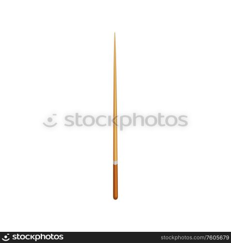 Wooden school pointer isolated pointing stick. Vector back to school object. Teachers stick or pointer isolated stationery tool