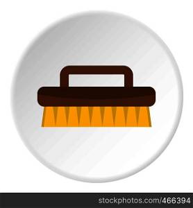 Wooden scrub brush icon in flat circle isolated on white background vector illustration for web. Wooden scrub brush icon circle
