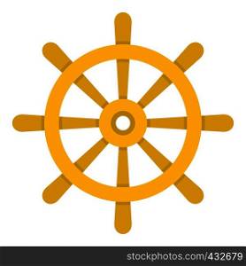 Wooden ship wheel icon flat isolated on white background vector illustration. Wooden ship wheel icon isolated