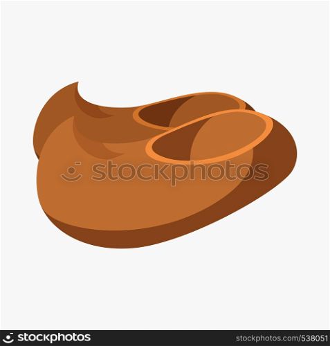 Wooden shoes icon in cartoon style on a white background. Wooden shoes icon, cartoon style