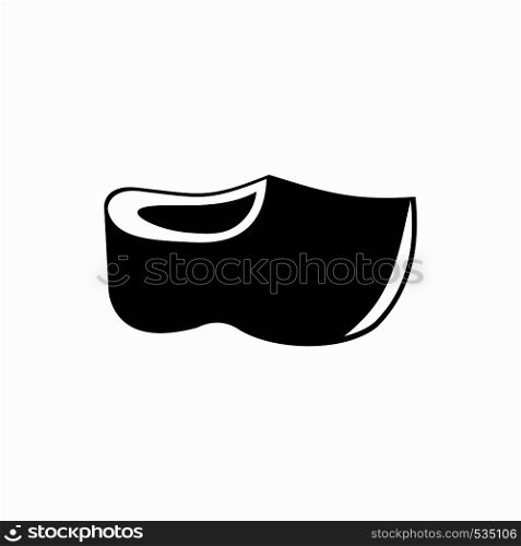 Wooden shoes icon in simple style on a white background. Wooden shoes icon, simple style