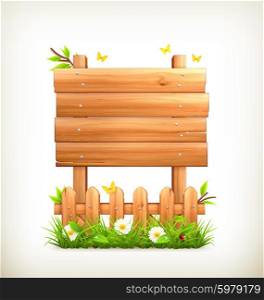 Wooden sign in grass vector