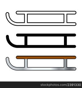 Wooden sledge cartoon, outline and silhouette illustration. Vector isolated on white background. Wooden sledge cartoon, outline and silhouette illustration. Vector isolated on white background.
