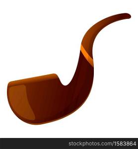 Wooden smoking pipe icon. Cartoon of wooden smoking pipe vector icon for web design isolated on white background. Wooden smoking pipe icon, cartoon style