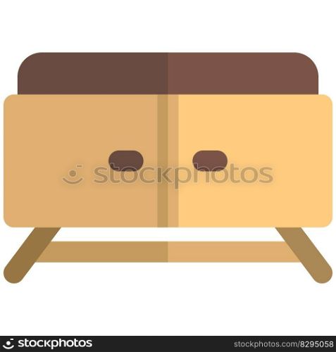 Wooden stand for holding television.