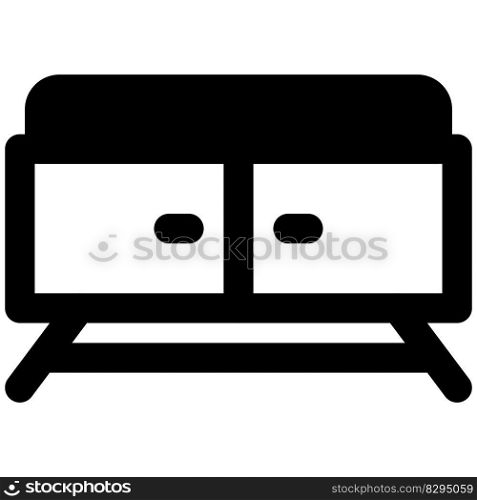 Wooden stand for holding television.