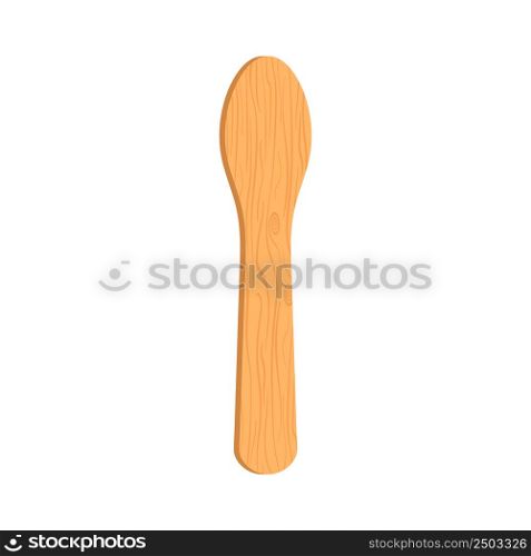 Wooden stick for popsicle and ice cream. Wood lollipop stick. Craft of wood. Brown wooden spatula isolated on white background. Vector.