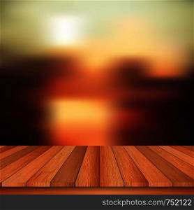 Wooden table and abstract blurred background. EPS10