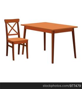 wooden table and chair. Vector illustration. wooden table and chair.