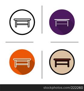 Wooden table icon. Flat design, linear and color styles. Isolated vector illustrations. Wooden table icon