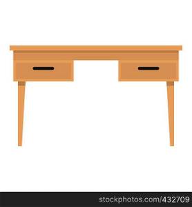 Wooden table icon flat isolated on white background vector illustration. Wooden table icon isolated