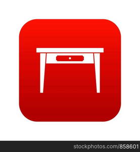 Wooden table in simple style isolated on white background vector illustration. Wooden table icon digital red