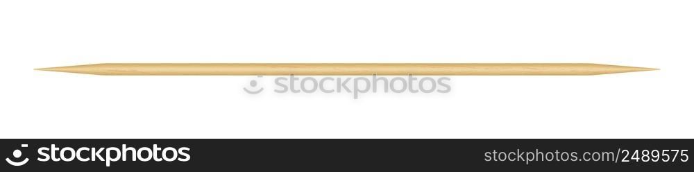 Wooden toothpick. Sharp bamboo sticks for teeth. Wood skewer with pointed tip. Disposable bamboo thin long skewer. Realistic vector Illustration isolated on white background.. Wooden toothpick. Sharp bamboo sticks for teeth. Wood skewer with pointed tip. Disposable bamboo thin long skewer. Realistic vector Illustration isolated on white background