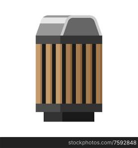 Wooden trash can illustration. Image icon of trash can for parks and squares.. Wooden trash can illustration. Image of trash can for parks and squares.