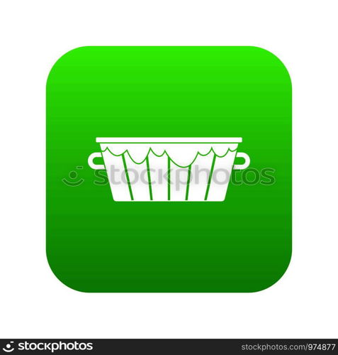 Wooden tub icon digital green for any design isolated on white vector illustration. Wooden tub icon digital green