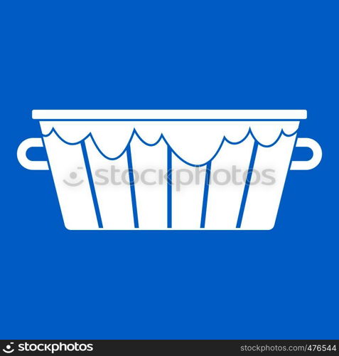 Wooden tub icon white isolated on blue background vector illustration. Wooden tub icon white