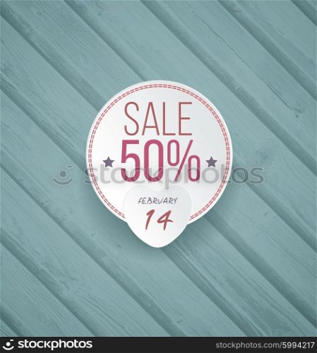 Wooden Valentine&rsquo;s Sale Grunge Background With Plate