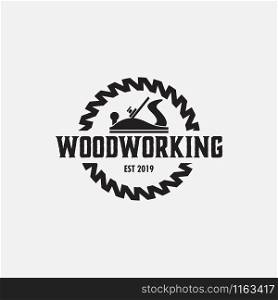 Woodworking logo design template vector isolated illustration