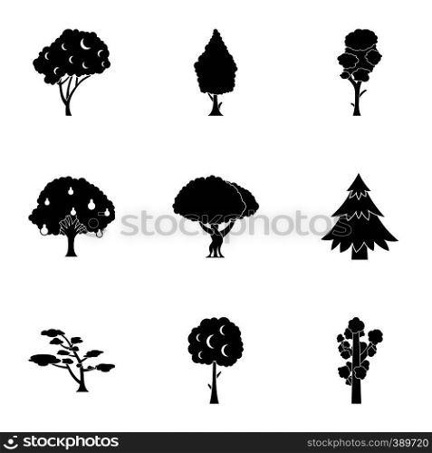 Woody plants icons set. Simple illustration of 9 woody plants vector icons for web. Woody plants icons set, simple style