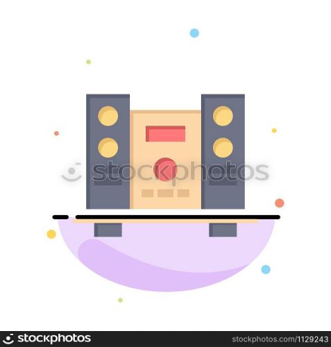 Woofer, Loud, Speaker, Music Abstract Flat Color Icon Template