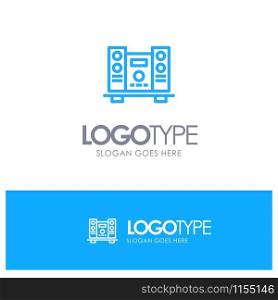 Woofer, Loud, Speaker, Music Blue Logo Line Style