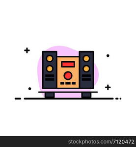 Woofer, Loud, Speaker, Music Business Flat Line Filled Icon Vector Banner Template