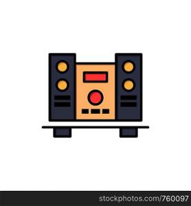 Woofer, Loud, Speaker, Music Flat Color Icon. Vector icon banner Template