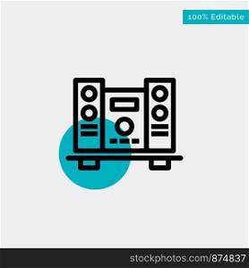 Woofer, Loud, Speaker, Music turquoise highlight circle point Vector icon