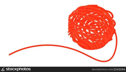 Wool roll. Ball of red yarn. Knitting icon isolated on white background. Wool roll. Ball of red yarn. Knitting icon
