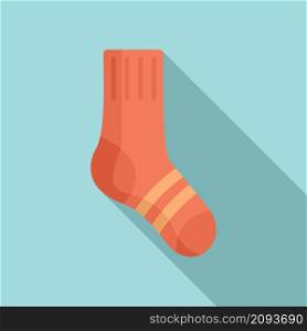 Wool sock icon flat vector. Casual sock. Cute item. Wool sock icon flat vector. Casual sock