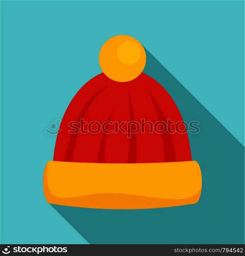 Wool winter hat icon. Flat illustration of wool winter hat vector icon for web design. Wool winter hat icon, flat style