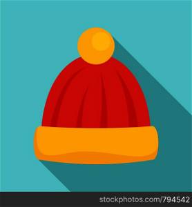 Wool winter hat icon. Flat illustration of wool winter hat vector icon for web design. Wool winter hat icon, flat style