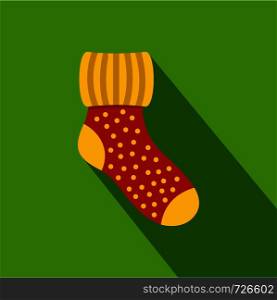 Woolen sock icon. Flat illustration of woolen sock vector icon for web. Woolen sock icon, flat style