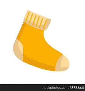 Woolen socks for feet icon. Accessory cotton and cartoon clothes. Textile color garment and cute apparel. Knitted and cozy for foot. Kid sock and child wardrobe vector illustration