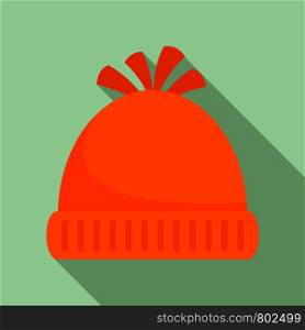 Woolen winter hat icon. Flat illustration of woolen winter hat vector icon for web design. Woolen winter hat icon, flat style