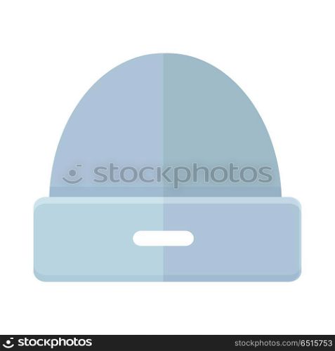 Woolen Winter Hat. Woolen winter hat icon in simple style on a white background. Warm hat. Vector illustration