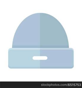 Woolen Winter Hat. Woolen winter hat icon in simple style on a white background. Warm hat. Vector illustration