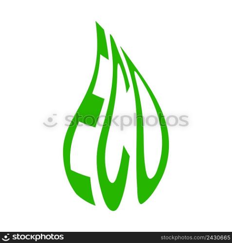 word eco in the shape of a green leaf, vector eco concept of organic food and natural environment